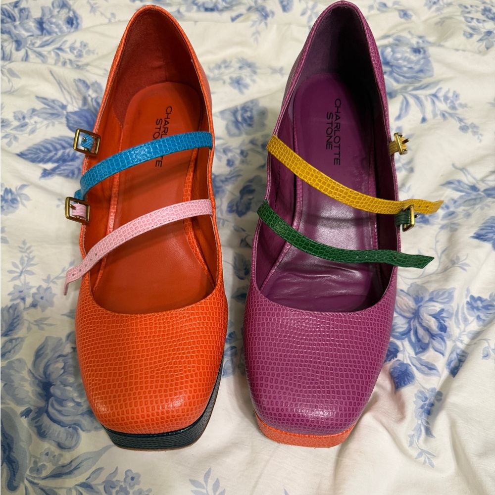 Charlotte Stone Orange and Purple Mary Jane’s